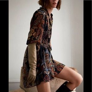 Zara | Paisley Print Willow Belted Long Sleeve Popover Fit & Flare Mini Dress